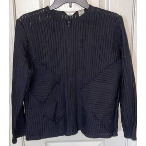 LAURA ASHLEY Petite Women’s PM Shirt Top Blouse 3/4 Sleeve Full Zip Up Jacket